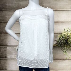 Banana Republic White Eyelet Cotton Cami Tank Sz S